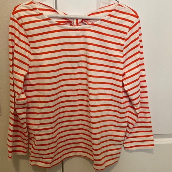 Jcrew long sleeve tie back mariner cloth t shirt orange stripes women’s size M - Picture 1 of 4
